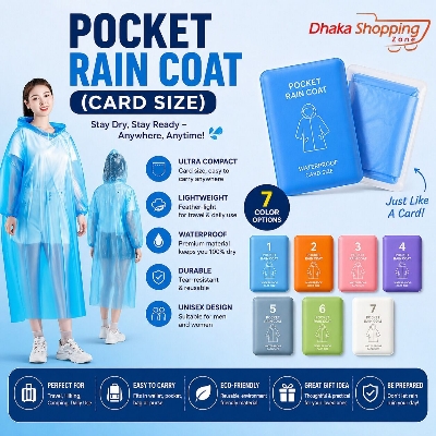 Picture of Pocket Size Rain Coat Card Waterproof Raincoat – Foldable Wallet Size Emergency Rain Wear for Men Women Unisex Travel Outdoor Use Multicolor