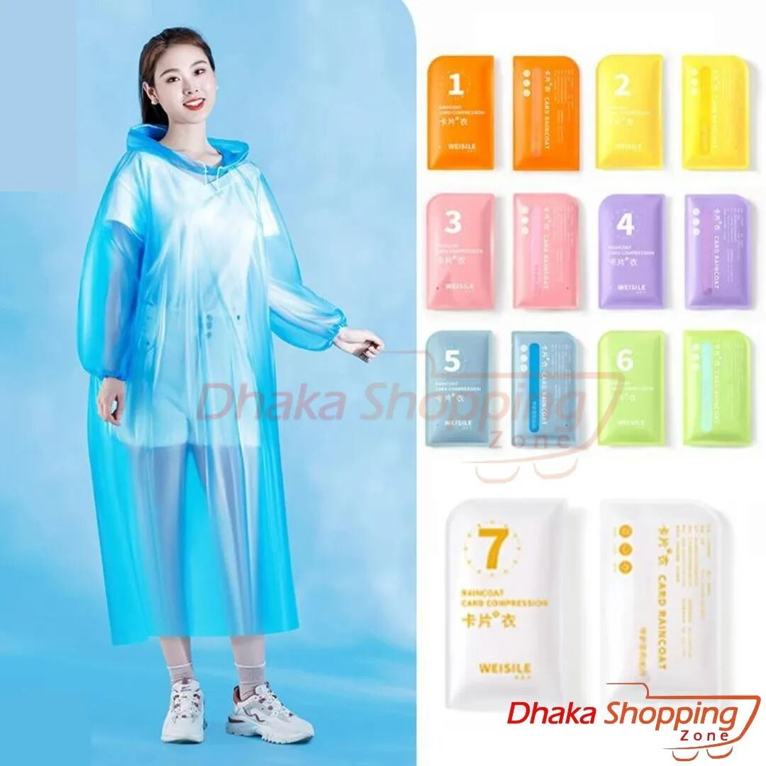 Picture of Pocket Size Rain Coat Card Waterproof Raincoat – Foldable Wallet Size Emergency Rain Wear for Men Women Unisex Travel Outdoor Use Multicolor