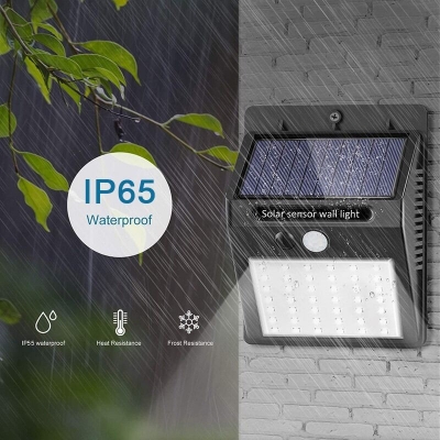 Picture of 30 LED Solar Light PIR Motion Sensor Wall Light | Outdoor Waterproof Solar Powered Street Lamp | Automatic Sensor Garden & Security Light Black