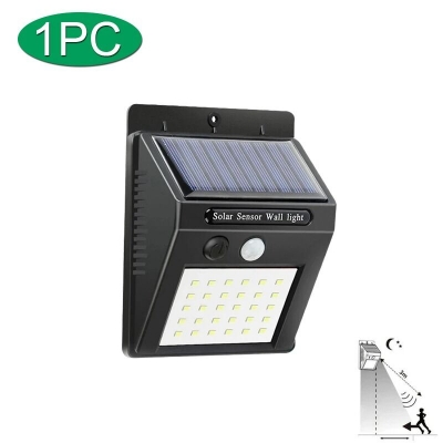 Picture of 30 LED Solar Light PIR Motion Sensor Wall Light | Outdoor Waterproof Solar Powered Street Lamp | Automatic Sensor Garden & Security Light Black