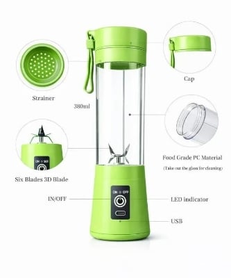 Picture of Portable Electric Blender 380ML USB Rechargeable – Smart Fruit Juicer Vegetable Juice Mixer Food Processor Cup for Home Office Travel Use Multicolor