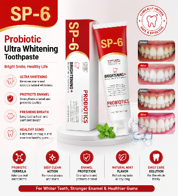 Picture of SP-6 Probiotic Ultra Whitening Toothpaste – Advanced Brightening Formula for Fresh Breath, Daily Oral Care, Deep Teeth Cleaning & Enamel Protection 