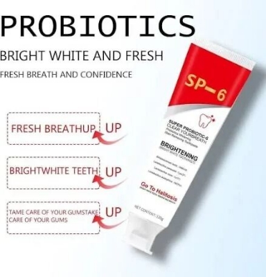 Picture of SP-6 Probiotic Ultra Whitening Toothpaste – Advanced Brightening Formula for Fresh Breath, Daily Oral Care, Deep Teeth Cleaning & Enamel Protection 