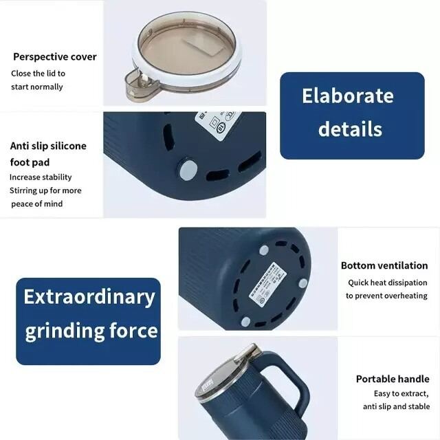 Picture of Household Small Powder Grinding Machine Electric Mini Spice Grinder 5 Blade 304 Stainless Steel Coffee Bean Grain Dry Food Grinder for Fine Powder Kitchen Use Multicolor