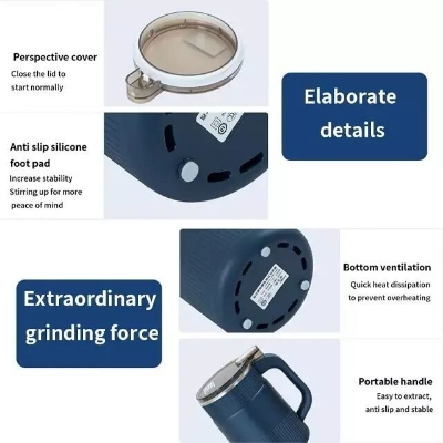 Picture of Household Small Powder Grinding Machine Electric Mini Spice Grinder 5 Blade 304 Stainless Steel Coffee Bean Grain Dry Food Grinder for Fine Powder Kitchen Use Multicolor
