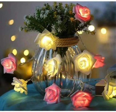 Picture of 80 LED Rose Flower Fairy String Lights 25 Feet – Romantic Decorative Rose Lights for Bedroom, Wall, Wedding, Party, Festival & Home Decoration Multicolor