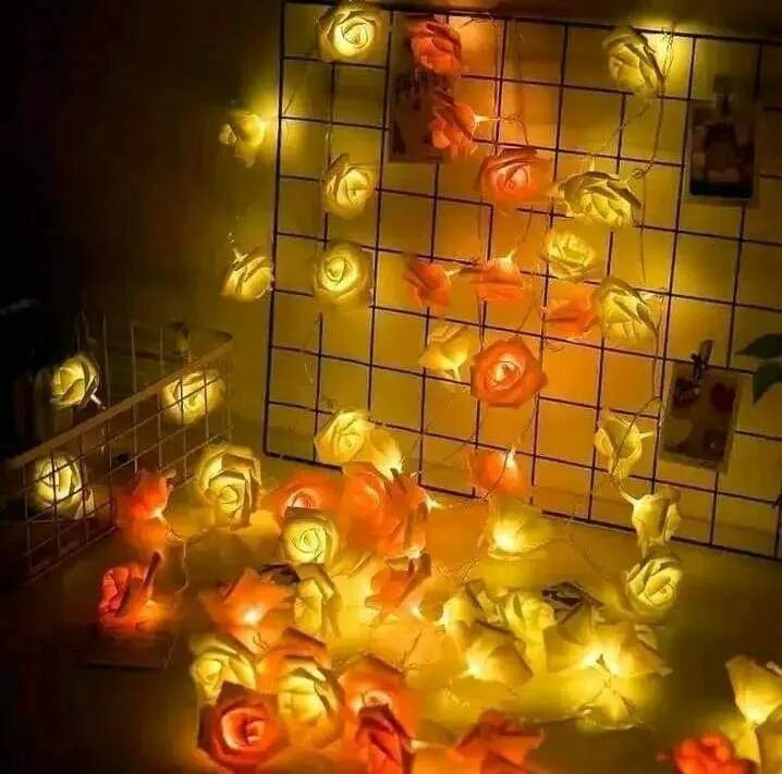 Picture of 80 LED Rose Flower Fairy String Lights 25 Feet – Romantic Decorative Rose Lights for Bedroom, Wall, Wedding, Party, Festival & Home Decoration Multicolor