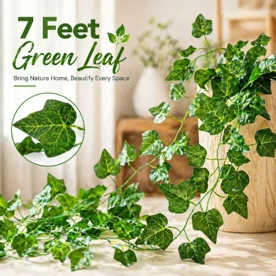 Picture of 7 Feet Artificial Hanging Vine Plant – Decorative Green Leaf & Flower Garland for Wall, Balcony, Garden, Wedding, Party & Home Decoration Green