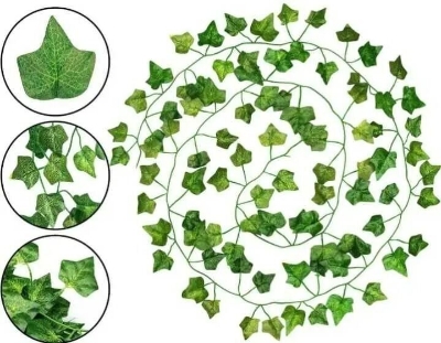 Picture of 7 Feet Artificial Hanging Vine Plant – Decorative Green Leaf & Flower Garland for Wall, Balcony, Garden, Wedding, Party & Home Decoration Green