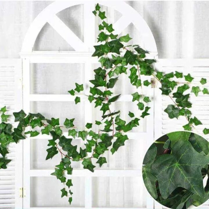 Picture of 7 Feet Artificial Hanging Vine Plant – Decorative Green Leaf & Flower Garland for Wall, Balcony, Garden, Wedding, Party & Home Decoration Green