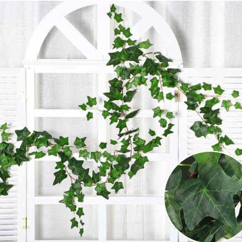 Picture of 7 Feet Artificial Hanging Vine Plant – Decorative Green Leaf & Flower Garland for Wall, Balcony, Garden, Wedding, Party & Home Decoration Green