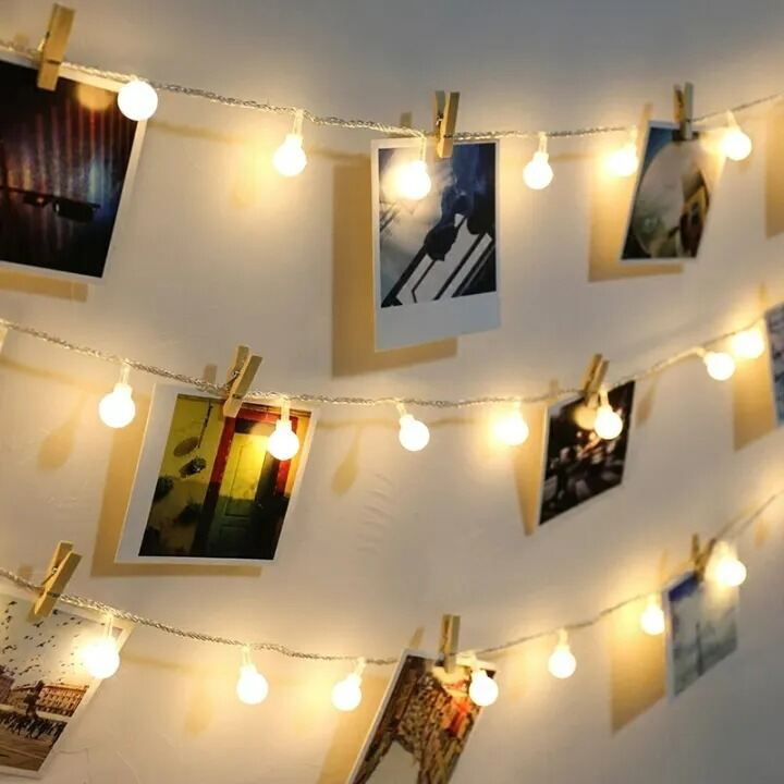 Picture of Warm White Snow Ball Fairy Lights Waterproof 28 LED Decorative String Lights for Room Bedroom Party Wedding Indoor Outdoor Home Decoration Gold