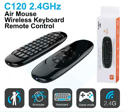 Picture of C120 Wireless Air Mouse with Keyboard – 2.4GHz Gyroscopic Fly Mouse Remote Control | Rechargeable Air Mouse for Android TV Box, Smart TV, PC, Laptop & Projector Black