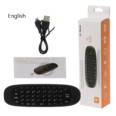 Picture of C120 Wireless Air Mouse with Keyboard – 2.4GHz Gyroscopic Fly Mouse Remote Control | Rechargeable Air Mouse for Android TV Box, Smart TV, PC, Laptop & Projector Black