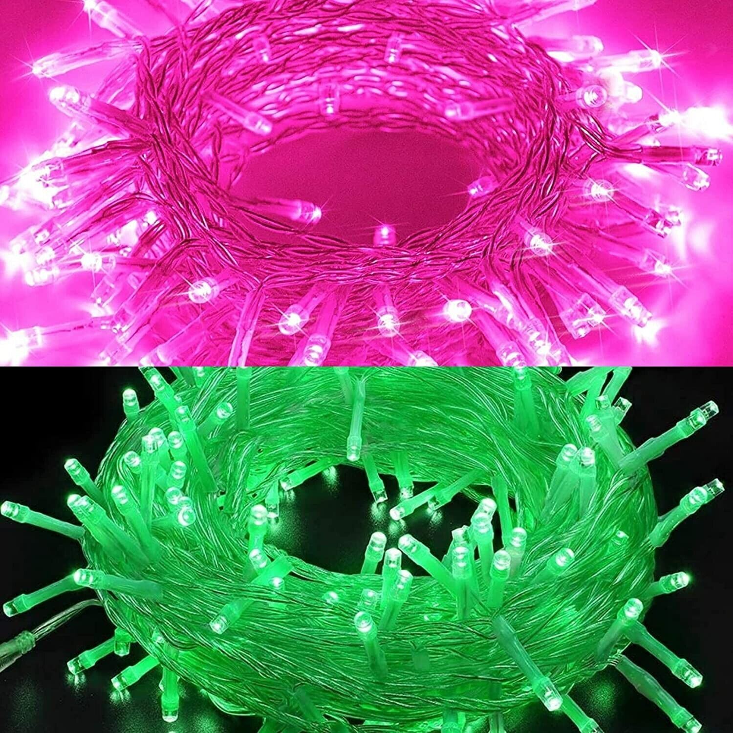 Picture of 30 Feet Pink & Green Fairy String Lights with 80 LEDs – Transparent Wire Decorative Curtain Light for Bedroom, Wedding, Party, Festival, Home & Indoor Decoration with 8 Lighting Modes & Remote Control 
