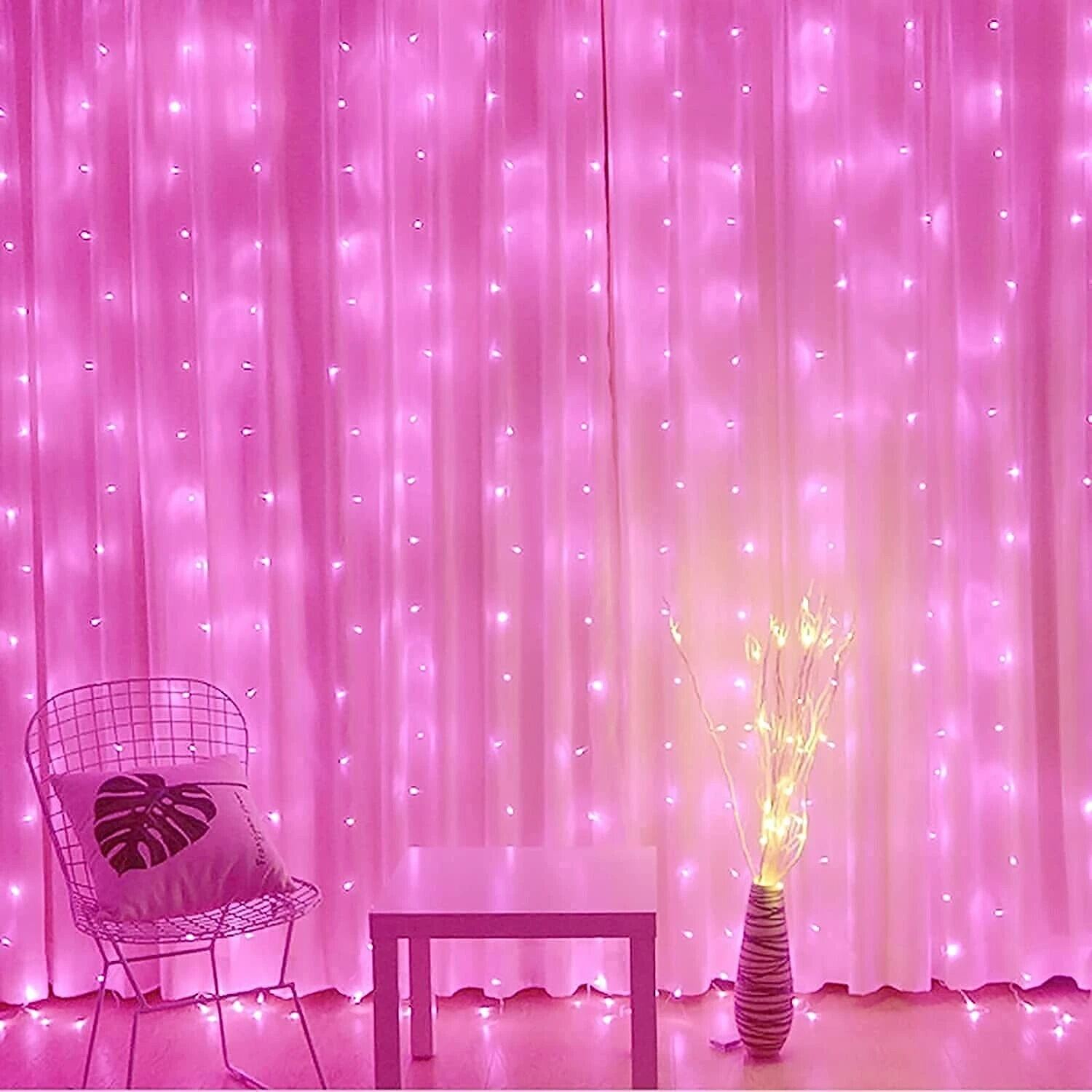Picture of 30 Feet Pink & Green Fairy String Lights with 80 LEDs – Transparent Wire Decorative Curtain Light for Bedroom, Wedding, Party, Festival, Home & Indoor Decoration with 8 Lighting Modes & Remote Control 