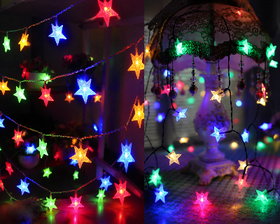 Picture of 28 Piece LED Star Fairy String Light 13 Feet Decorative Room Decoration Light for Wedding Party Bedroom Home Wall Indoor Decorative Lighting Multicolor