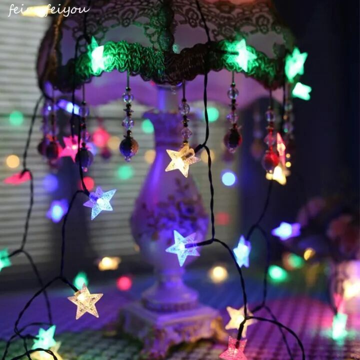 Picture of 28 Piece LED Star Fairy String Light 13 Feet Decorative Room Decoration Light for Wedding Party Bedroom Home Wall Indoor Decorative Lighting Multicolor
