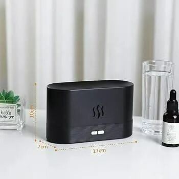 Picture of LED Flame Effect Air Humidifier Aromatherapy Ultrasonic Diffuser 180ml USB Flame Mist Humidifier with Night Light for Home Bedroom Office Relaxation 