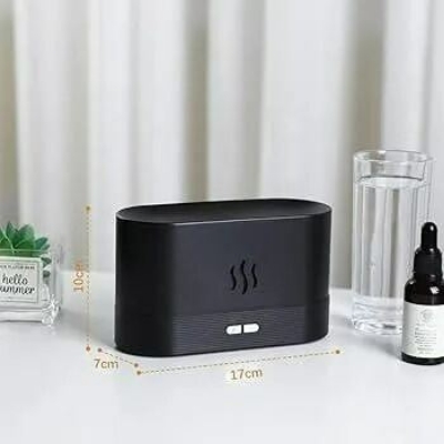 Picture of LED Flame Effect Air Humidifier Aromatherapy Ultrasonic Diffuser 180ml USB Flame Mist Humidifier with Night Light for Home Bedroom Office Relaxation 