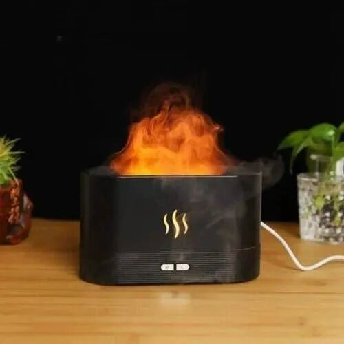 Picture of LED Flame Effect Air Humidifier Aromatherapy Ultrasonic Diffuser 180ml USB Flame Mist Humidifier with Night Light for Home Bedroom Office Relaxation 
