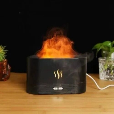 Picture of LED Flame Effect Air Humidifier Aromatherapy Ultrasonic Diffuser 180ml USB Flame Mist Humidifier with Night Light for Home Bedroom Office Relaxation 