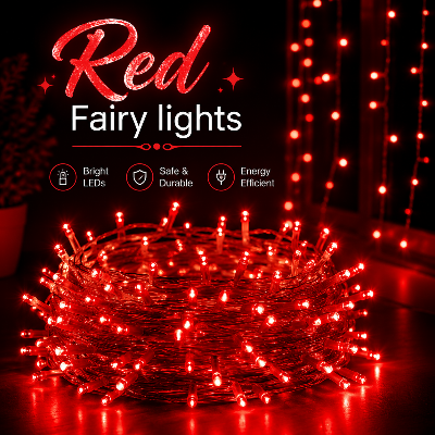 Picture of Red Fairy Lights Waterproof Connectable Timer 8 Modes Plug In LED String Lights for Bedroom Outdoor Tree Indoor House Party Festival Decoration Red