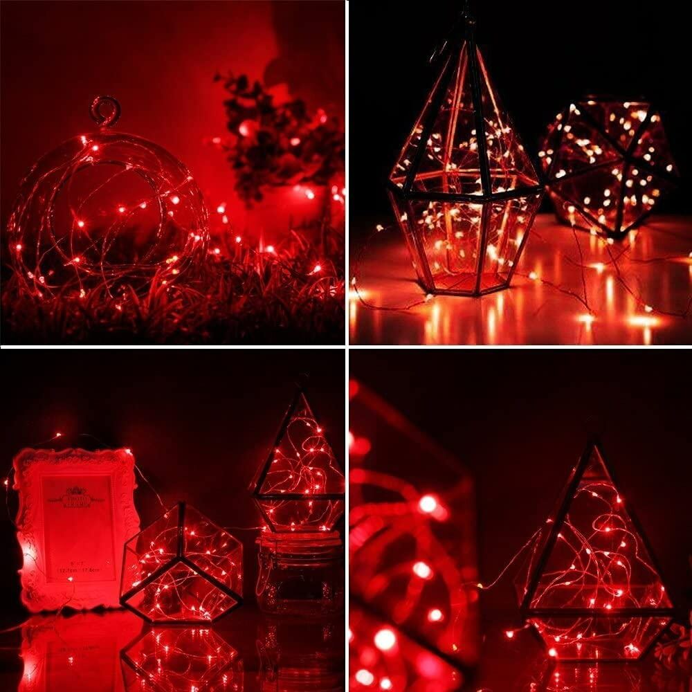 Picture of Red Fairy Lights Waterproof Connectable Timer 8 Modes Plug In LED String Lights for Bedroom Outdoor Tree Indoor House Party Festival Decoration Red