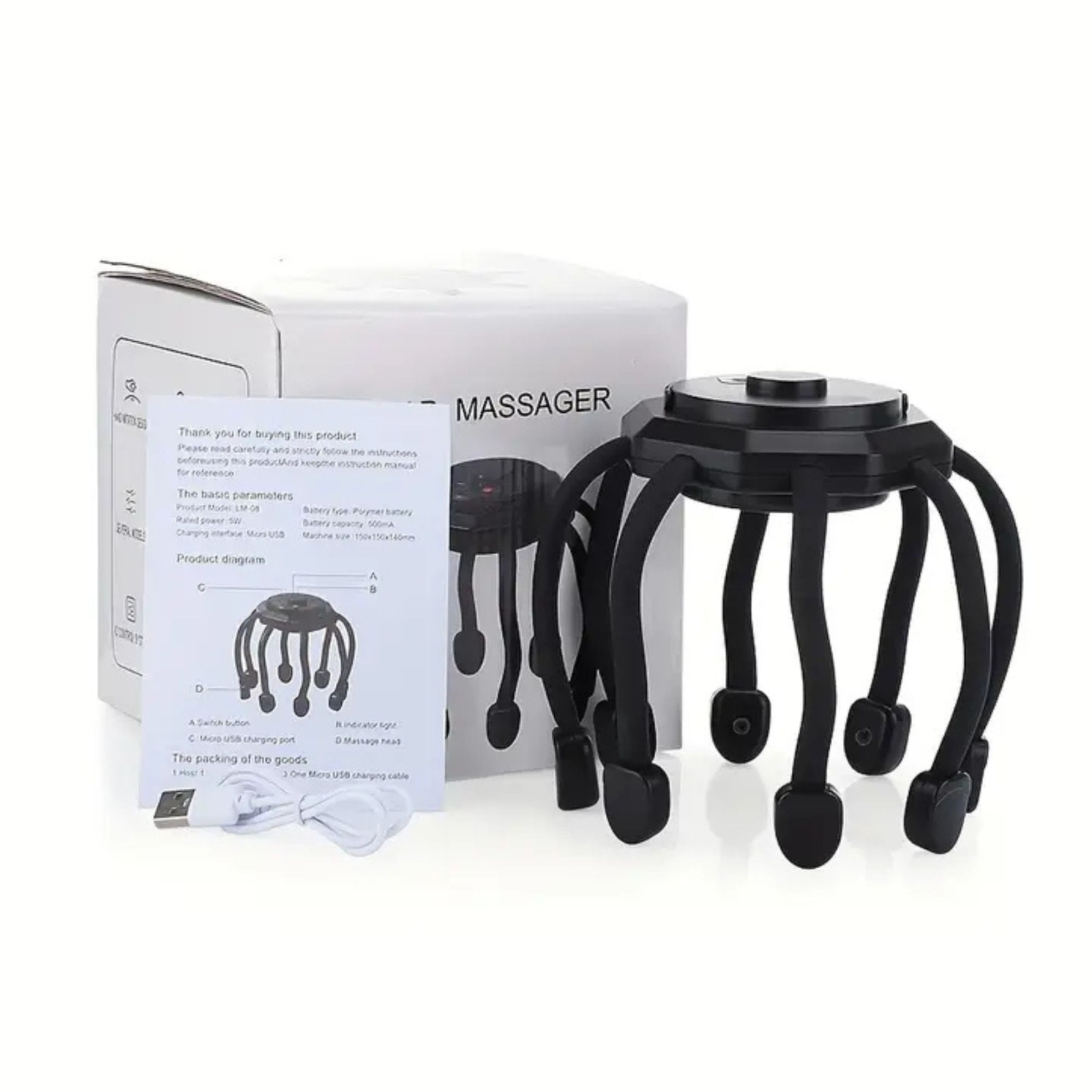 Picture of LM080 Electric Head Massager Rechargeable – Wireless Scalp Massager with USB Charging & 3 Massage Modes | Stress Relief, Relaxation, Deep Sleep & Head Massage Device Multicolor