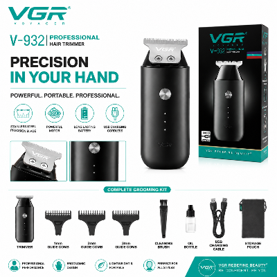 Picture of VGR V-932 Hair Clipper & Beard Trimmer for Men – Cordless Rechargeable Professional Trimmer with Type-C Fast Charging, Stainless Steel Blade & Travel Lock 