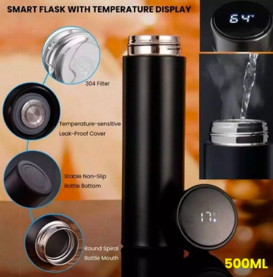 Picture of 500ML Smart Temperature Display Vacuum Flask | Stainless Steel Insulated Water Bottle with LED Temperature Display Multicolor