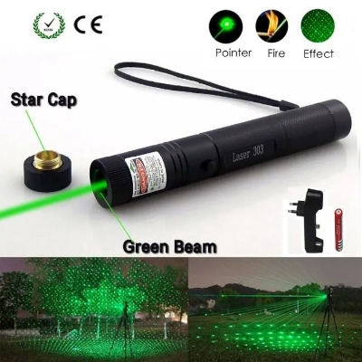 Picture of Green Laser Pointer Light 532nm Adjustable Focus Laser Beam High Power Long Range Green Laser Torch Portable Precision Laser Light for Outdoor Presentation Night Use Travel and Professional Demonstration Green