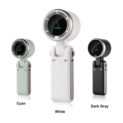 Picture of Turbo Fan Handheld Rechargeable Mini Fan Portable USB Foldable Hanging Fan High Speed Personal Cooling Fan for Travel Outdoor Desk Use Silent Strong Airflow Pocket Cooling Electric Fan Multicolor