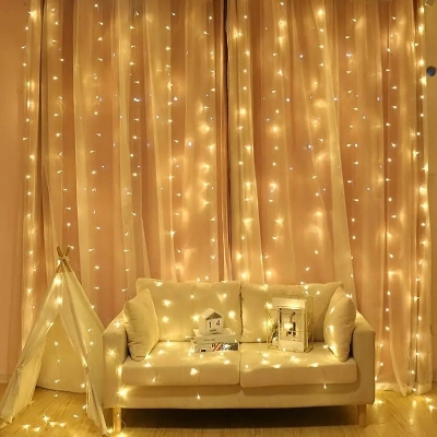 Picture of Golden Colour Fairy String Lights 30 Feet Warm White LED Decorative String Lights for Room Bedroom Curtain Wedding Party Festival Indoor Outdoor Home Decoration Ambient Lighting Fairy Lights Gold