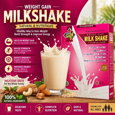 Picture of Health Gain Milk Shake Natural Food Nutritional Drink Mix for Daily Energy Boost and Healthy Weight Gain Support by Pure Mall Instant Health Supplement Powder for Adults 