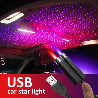 Picture of USB Star Night Light Projector Romantic Galaxy Car Roof Light Mini LED Atmosphere Lamp 2 in 1 USB Star Lights Laser Projection Night Light for Car Interior Roof Ceiling Bedroom Party Decoration Ambient Lighting Multicolor