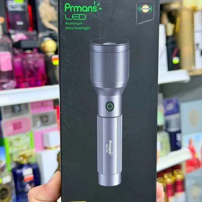 Picture of Prmans PM-T80 Rechargeable LED Flashlight 20W 2000mAh – Aluminum Alloy Long Range Torch Light with Zoom Focus & Type-C Charging Black