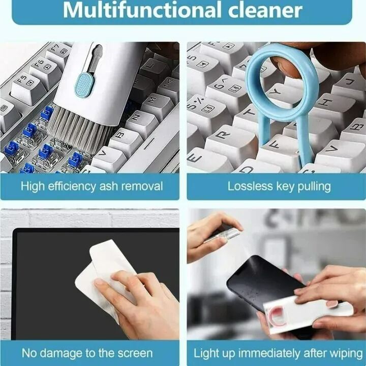 Picture of 7 in 1 Electronic Cleaning Brush Kit – Multifunction Keyboard Cleaner with 3 in 1 Cleaning Pen for AirPods Earphones Laptop Phone PC Monitor Digital Device Cleaning Tool 