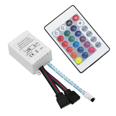 Picture of 24 Key RGB LED Controller with Remote 3 Channel PWM LED Dimmer CE RoHS Certified DC 12V RGB Strip Light Controller for 2835 3528 5050 LED Strip Lights Color Changing Remote Control Module Remote + Controller