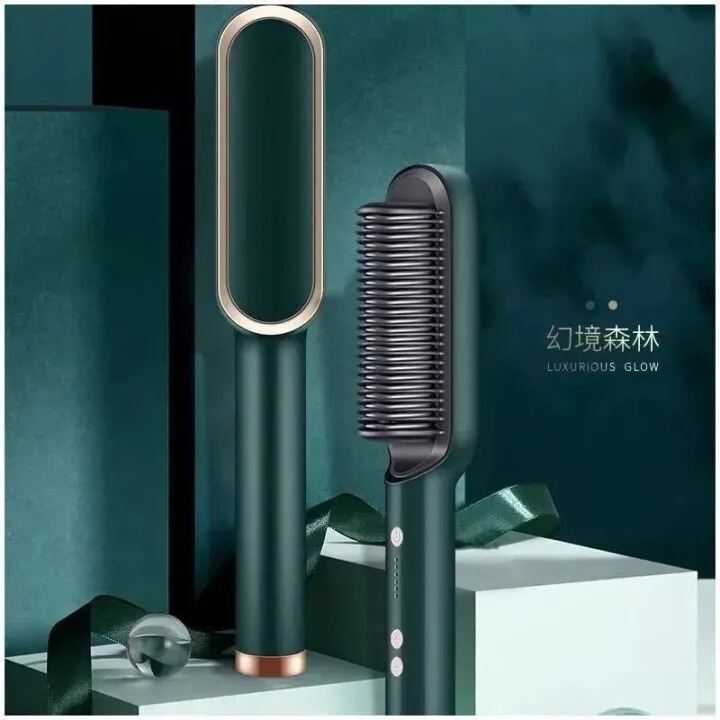 Picture of Professional Ceramic Hair Straightener Brush Fast Heating Electric Straightening Comb Curler Styler for Women and Men Anti Frizz Smooth Hair Styling Tool Salon Quality Hair Straightening Brush 