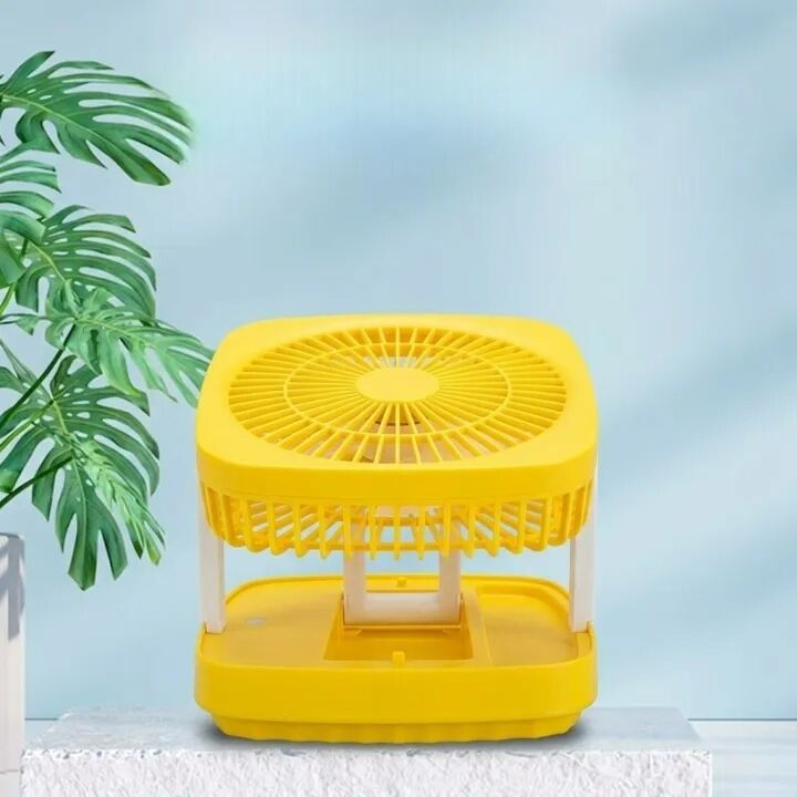 Picture of JK-F666 Rechargeable Folding Desk Fan with LED Light – Heavy Duty Portable USB Foldable Table Fan with Strong Airflow for Home Office Travel Camping Multicolor