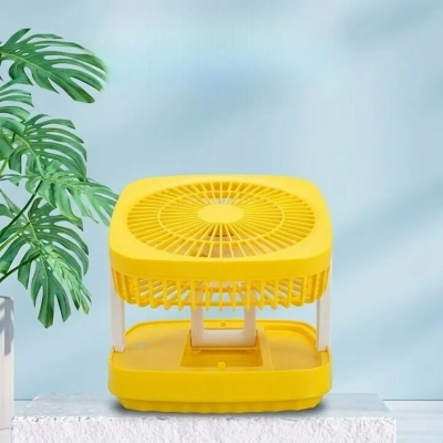 Picture of JK-F666 Rechargeable Folding Desk Fan with LED Light – Heavy Duty Portable USB Foldable Table Fan with Strong Airflow for Home Office Travel Camping Multicolor