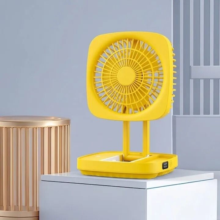 Picture of JK-F666 Rechargeable Folding Desk Fan with LED Light – Heavy Duty Portable USB Foldable Table Fan with Strong Airflow for Home Office Travel Camping Multicolor