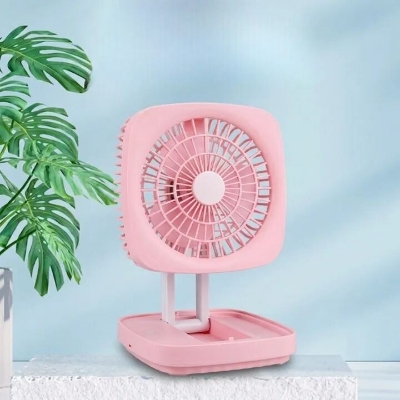 Picture of JK-F666 Rechargeable Folding Desk Fan with LED Light – Heavy Duty Portable USB Foldable Table Fan with Strong Airflow for Home Office Travel Camping Multicolor