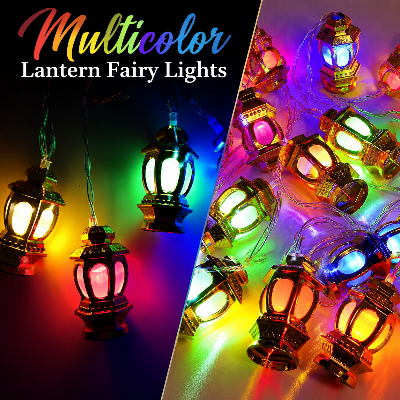 Picture of Multicolor Lantern Fairy Lights Hurricane Style LED String Lights for Room Decoration Bedroom Wedding Party Festival Indoor Outdoor Home Decorative Lighting Multicolor