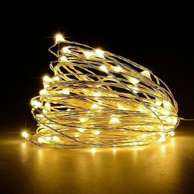 Picture of Battery Operated Decorative Party String Fairy Lights with 50 LED Bulbs – Portable LED Fairy Light for Room Decoration Wedding Birthday Festival Home Decor Gold