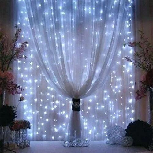 Picture of 8 Modes 30 Feet 100 LED White String Fairy Lights – Decorative LED Curtain String Lights for Room Bedroom Wall Wedding Party Home Indoor Outdoor Decoration White