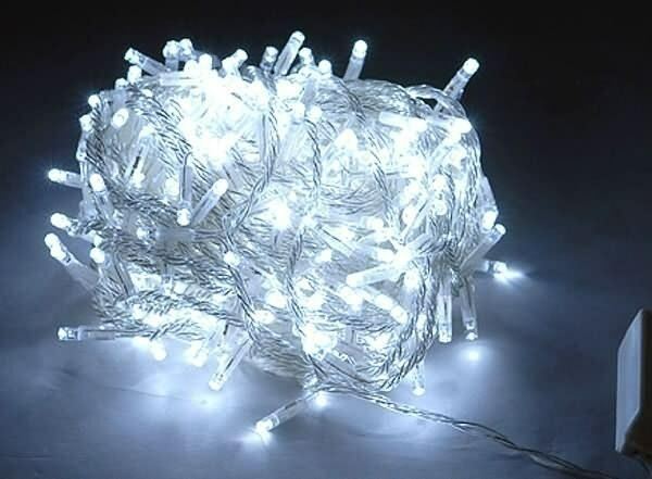 Picture of 8 Modes 30 Feet 100 LED White String Fairy Lights – Decorative LED Curtain String Lights for Room Bedroom Wall Wedding Party Home Indoor Outdoor Decoration White