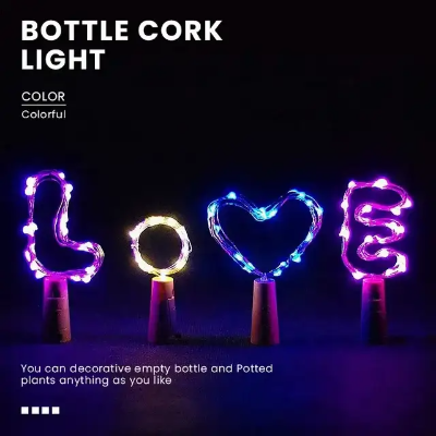 Picture of Bottle Cork LED String Light 7 Feet – Battery Operated Fairy Light with Switch & Free Battery for Bottle Decoration, Party & Home Decor Multicolor