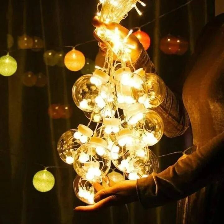 Picture of Wish Ball LED Fairy Lights for Curtains 16 Feet with 12 Wish Balls – Decorative String Lights for Bedroom Living Room Party Wedding Home Decoration Gold